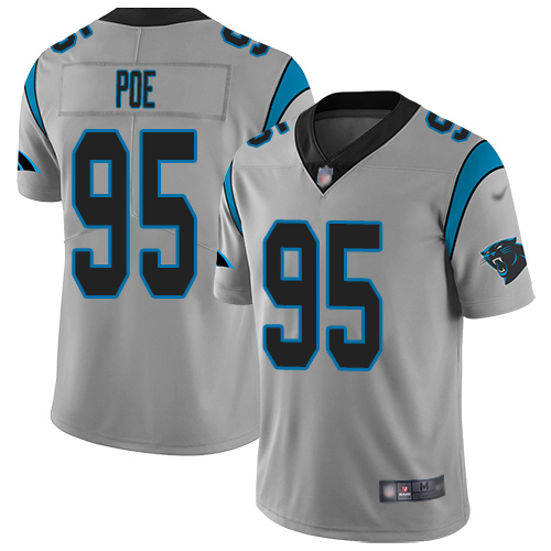 Carolina Panthers Limited Silver Youth Dontari Poe Jersey NFL Football #95 Inverted Legend->youth nfl jersey->Youth Jersey